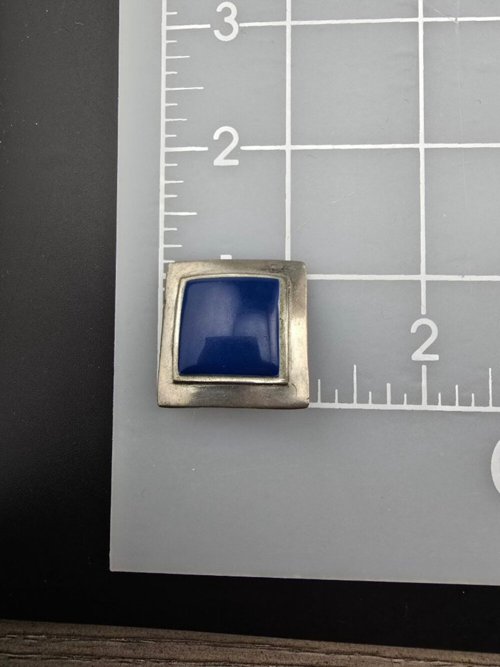 Robin Kahn Blue Enamel Silver Tone Square Clip Earrings - Picture 6 of 6